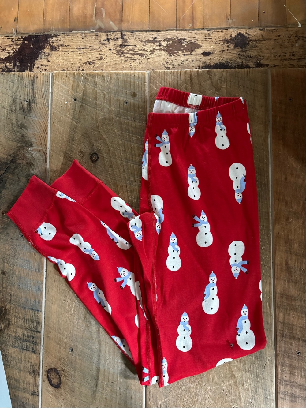 Hanna Andersson Red Snowman Pajama Bottoms